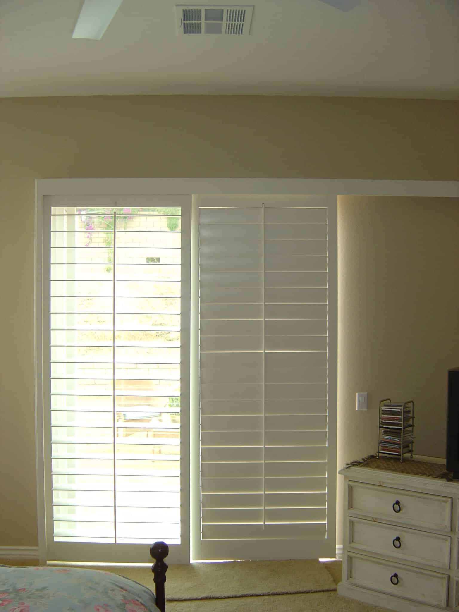 Window Treatment Ideas For Doors 3 Blind Mice Shutters On Sliding Glass Door